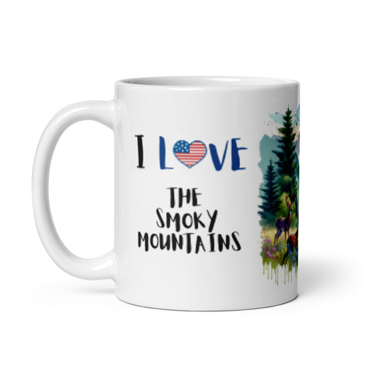 "I love the smoky mountains" deer mug