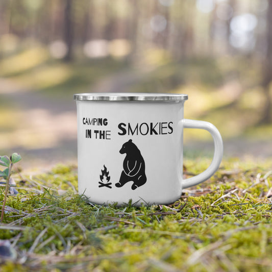 "Camping in the smokies" Enamel Mug
